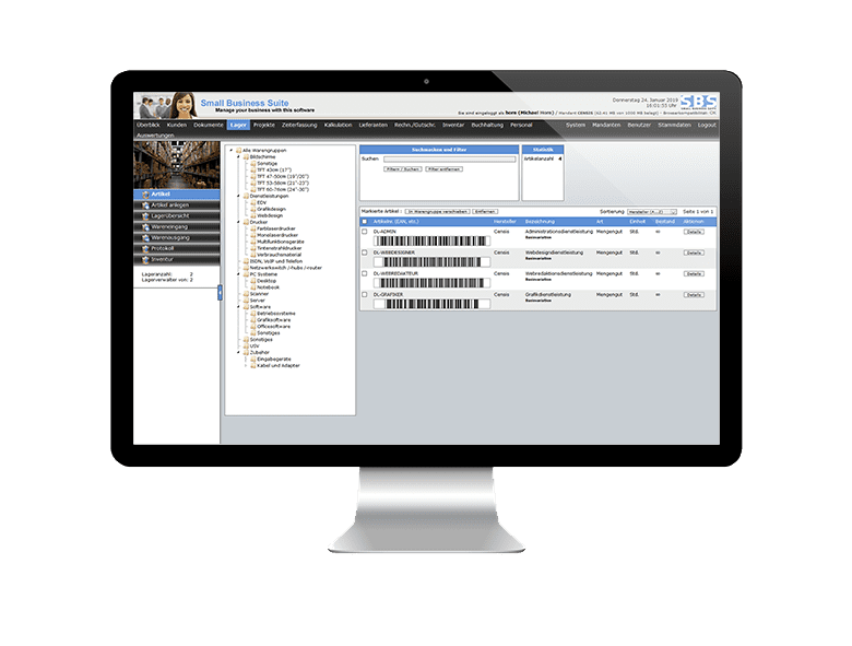 Vorschau Unternehmensverwaltungssoftware Lager