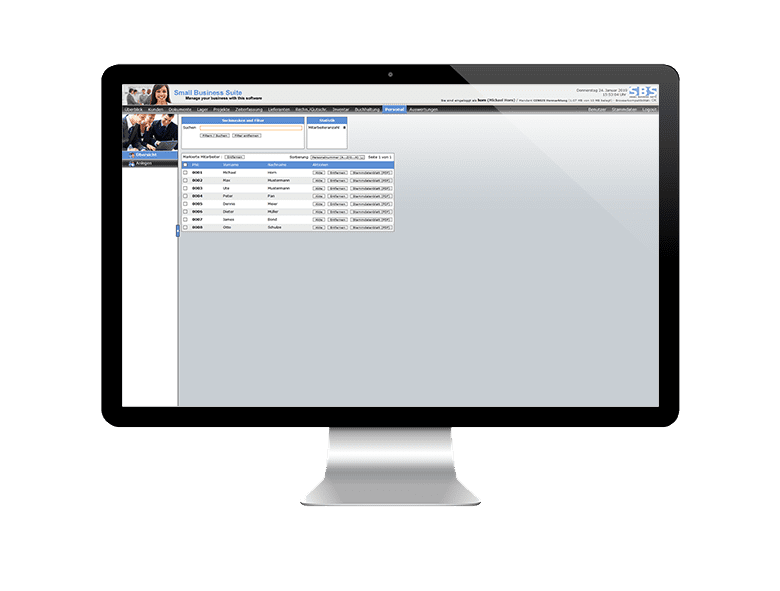 Vorschau Unternehmensverwaltungssoftware Personal